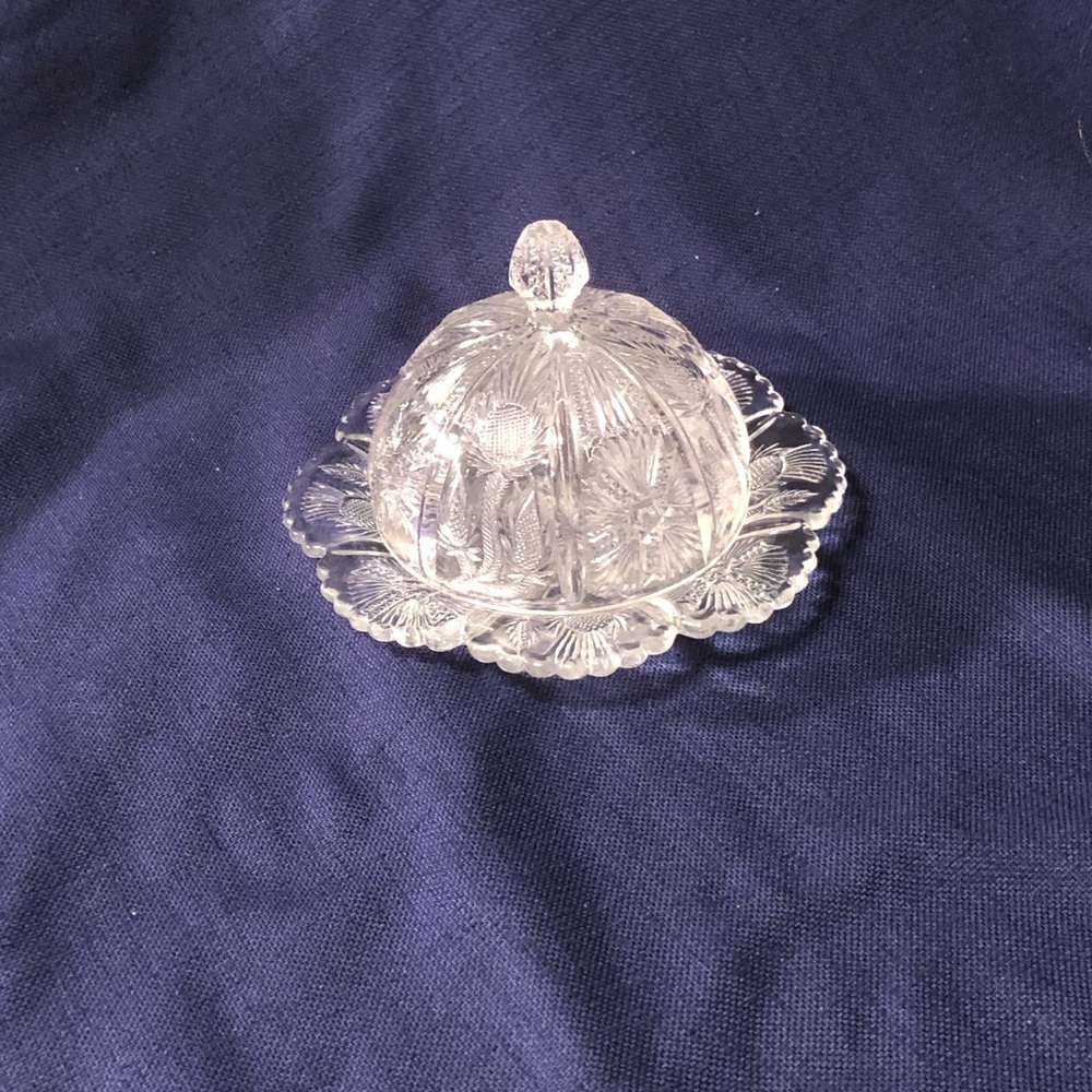 EAPG Round Covered Butter Dish